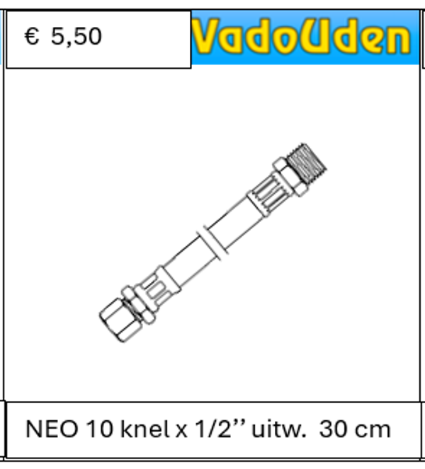 AANSLUITSLANG NEO 10 knel x 1/2'' uitw. 30 cm