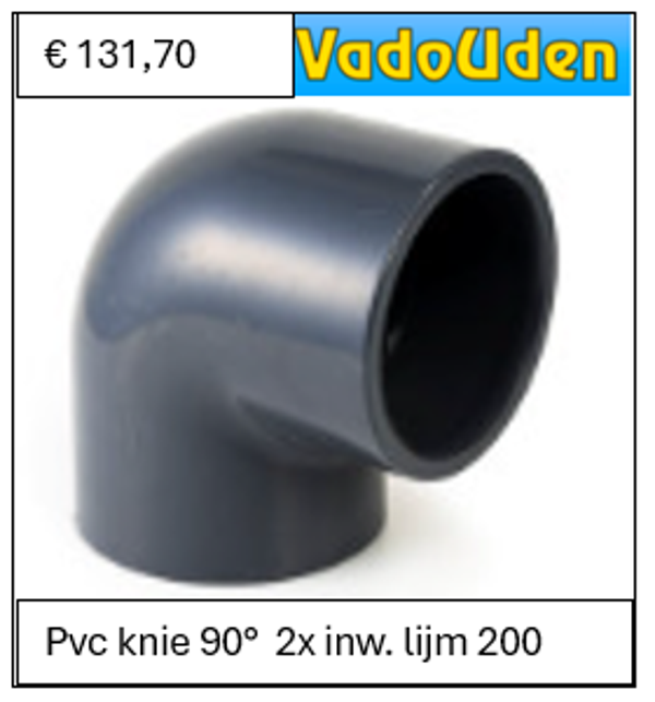 Pvc knie 90°  2x inw. lijm 200