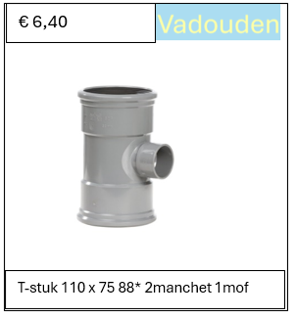 T-stuk 110 x 75 88* 2manchet 1mof