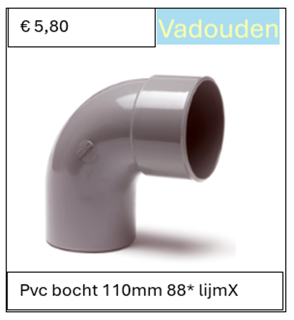 Pvc bocht 110mm 88* lijmX spie