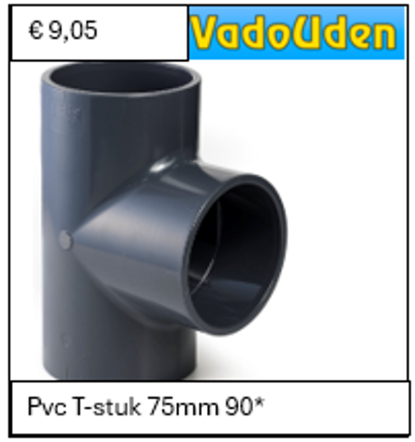 Pvc T-stuk 75mm 90* 16 ATO