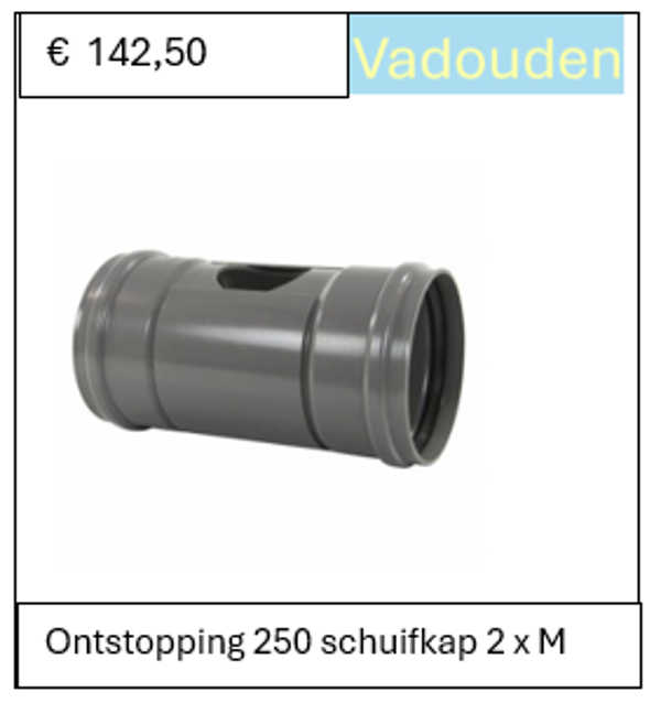 Ontstoppingsstuk 250 mm met schuifkap 2 x M