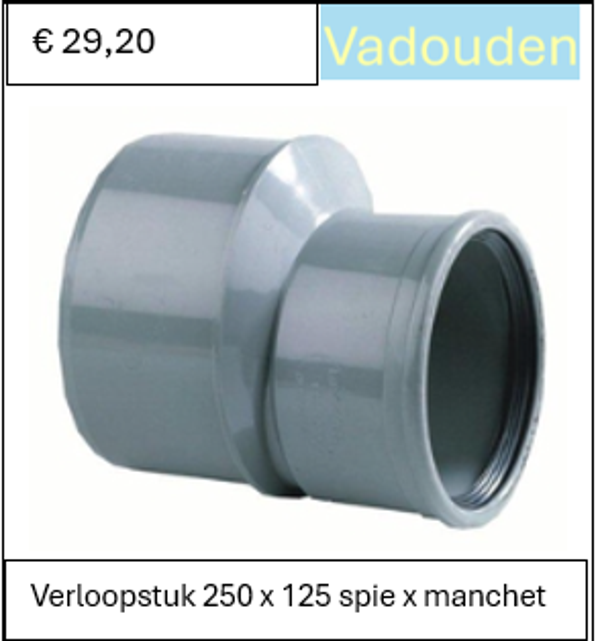 Verloopstuk 250 x 125 spie x manchet