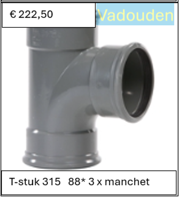 T-stuk 315   88* 3 x manchet