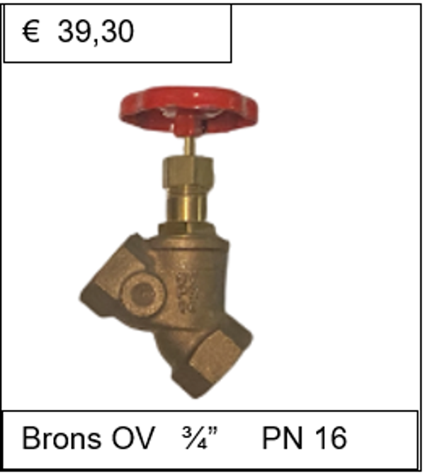 Schuinspindel klepafsluiter Brons OV 3/4'' PN 16