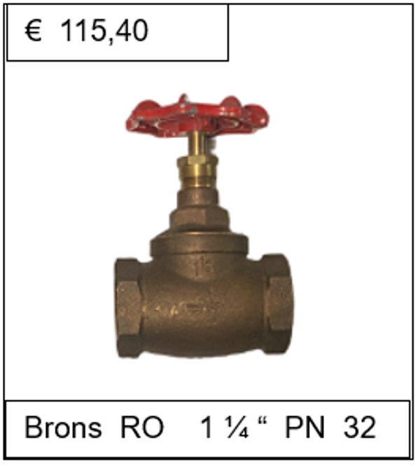 Klepafsluiter Brons RO 1 1/4'' PN 32