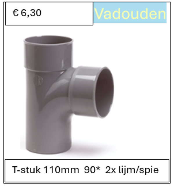T-stuk 110mm  90*  2x lijm/spie