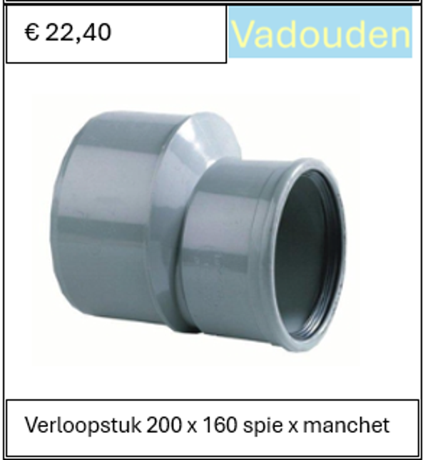 Verloopstuk 200 x 160 spie x manchet