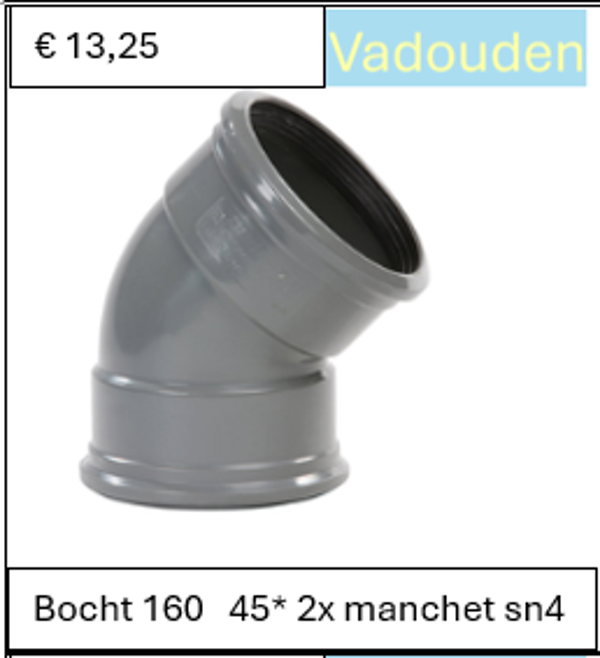 Bocht 160   45* 2x manchet sn4