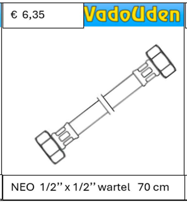 AANSLUITSLANG NEO 1/2'' x  1/2'' wartel 70 cm