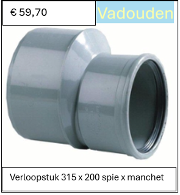 Verloopstuk 315 x 200 spie x manchet