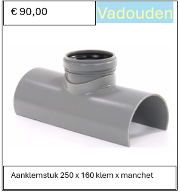 Aanklemstuk 250 x 160 klem x manchet