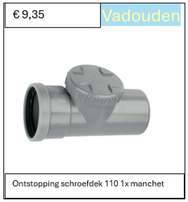 Ontstoppings T-stuk schroefdek 110 mm 1x manchet