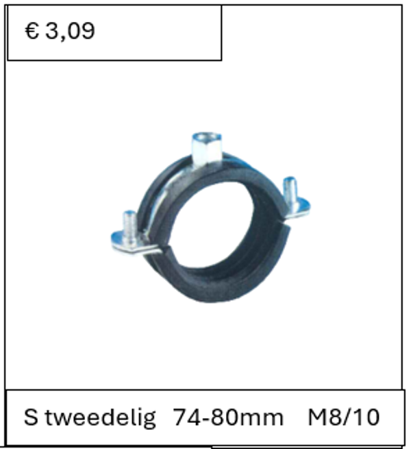 Super beugel met inlage 74-80 mm M8/10