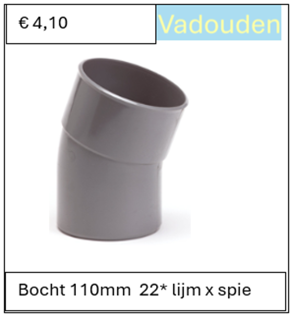 Bocht 110mm  22* lijm x spie