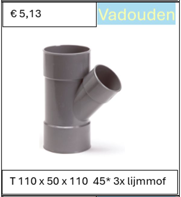 T 110 x 50 x 110  45* 3x lijmmof