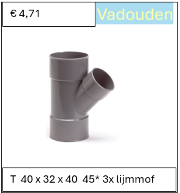T  40 x 32 x 40  45* 3x lijmmof