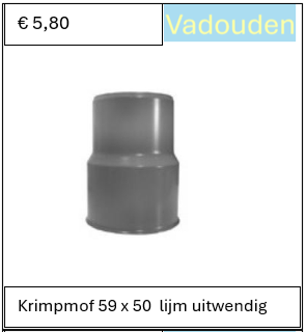 Krimpmof 59 x 50  lijm uitwendig