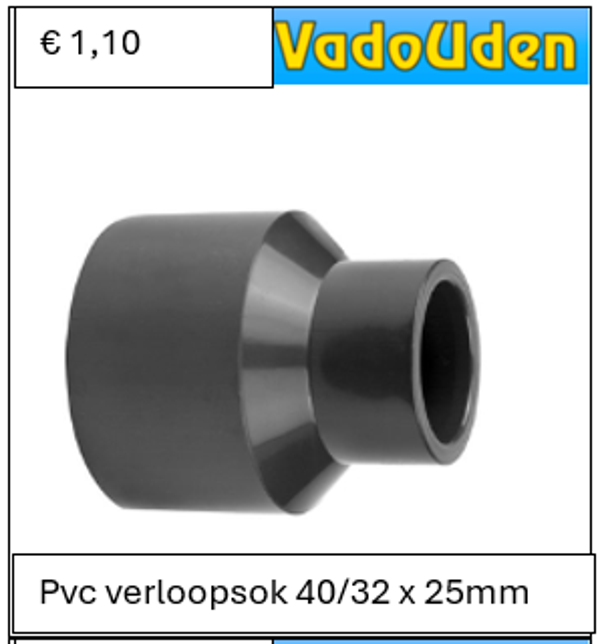 Pvc verloopsok 40/32 x 25mm 16 ATO