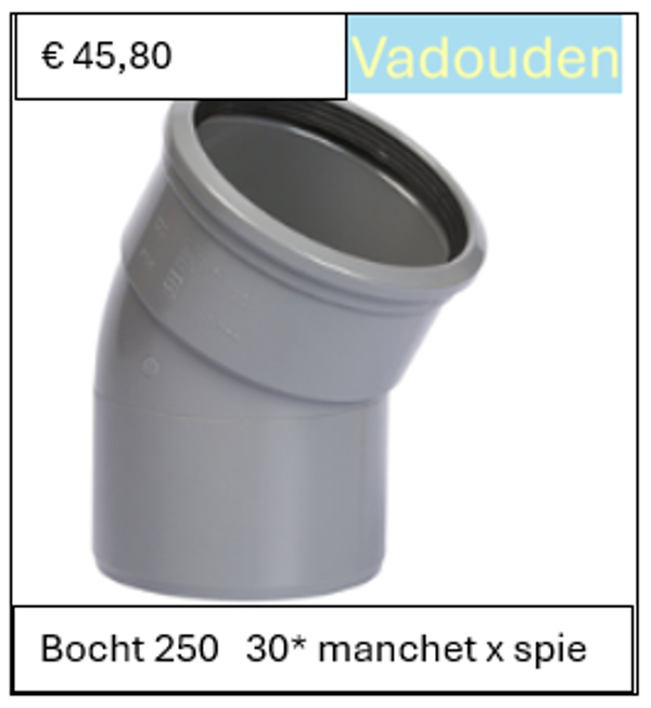Bocht 250   30* manchet x spie