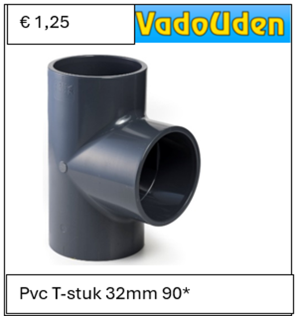 Pvc T-stuk 32mm 90* 16 ATO