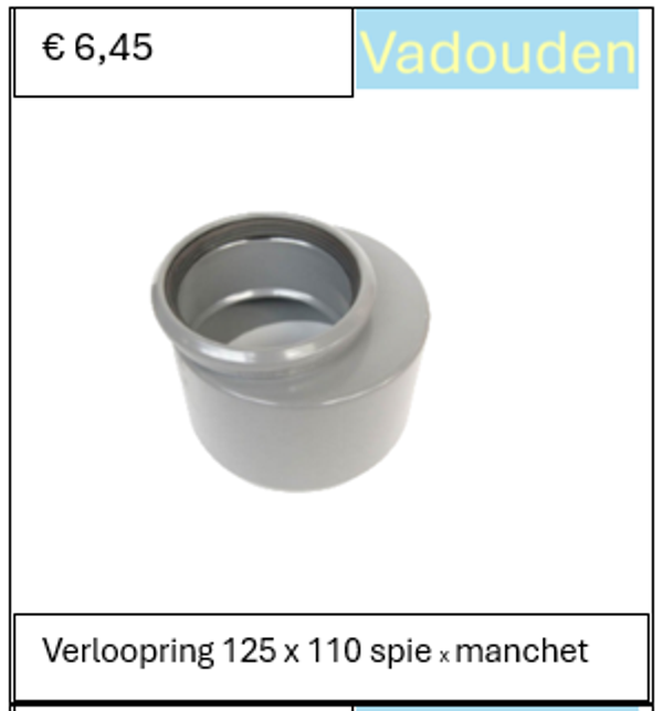 Verloopring 125 x 110 spie x manchet
