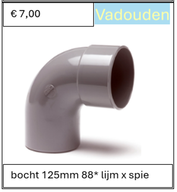 bocht 125mm 88* lijm x spie