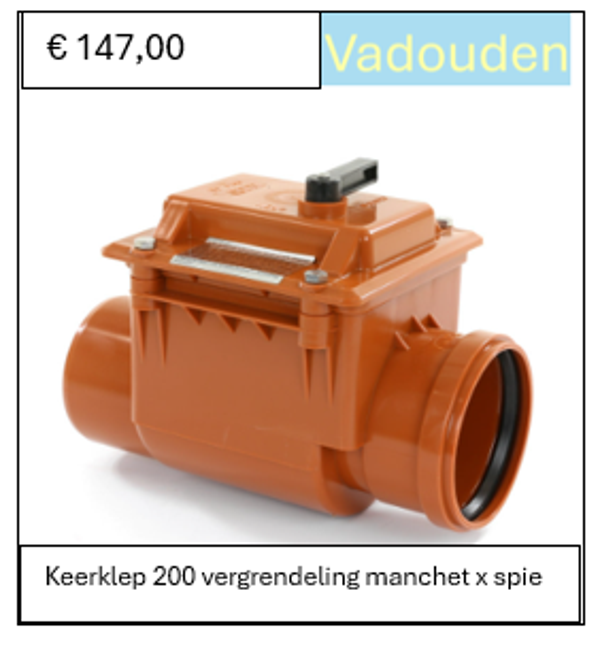 Keerklep 200 mm met vergrendeling manchet x spie