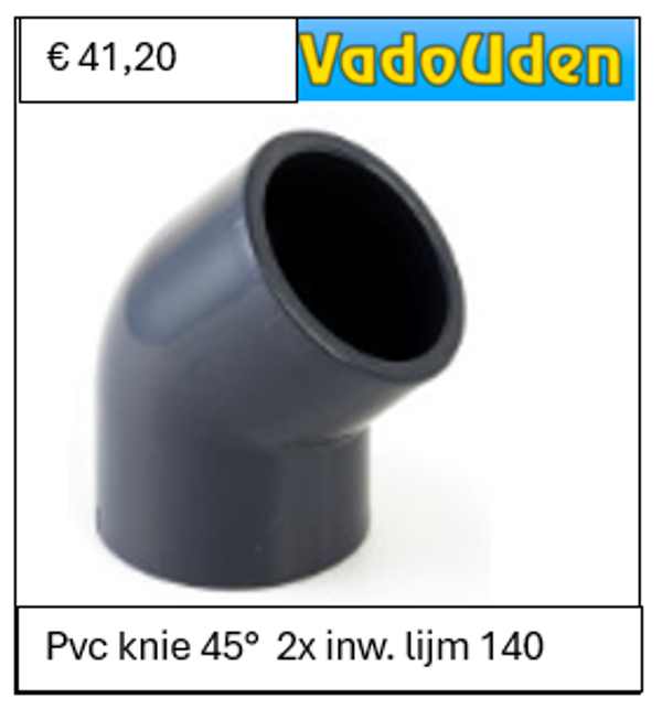 Pvc knie 45°  2x inw. lijm 140