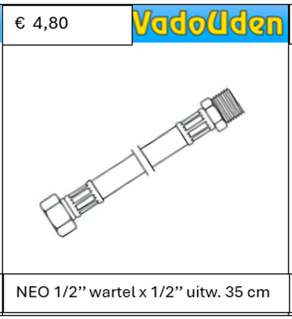 AANSLUITSLANG NEO 1/2'' wartel x 1/2'' uitw. 35 cm