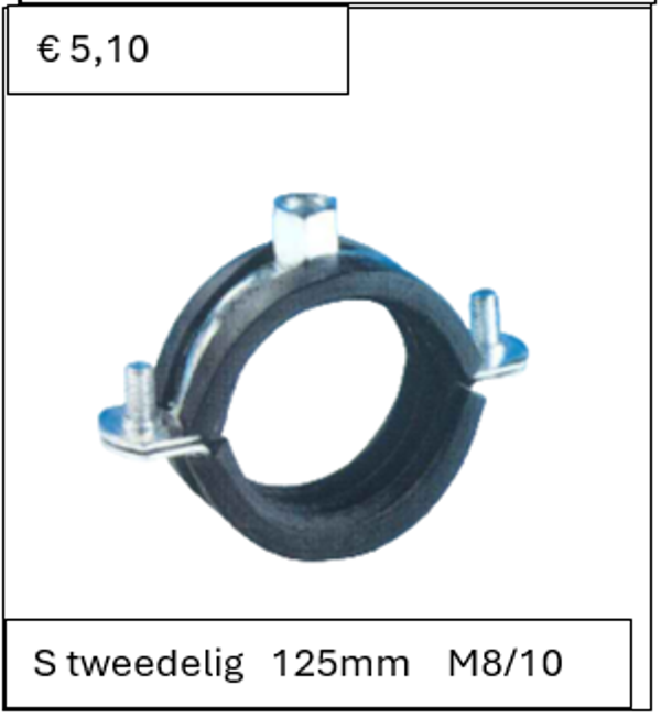 Super beugel met inlage 125 mm M8/10