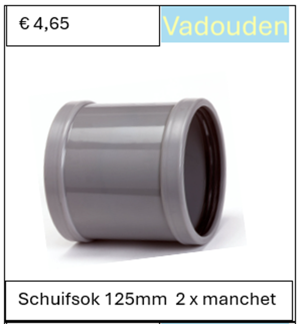 Schuifsok 125mm  2 x manchet