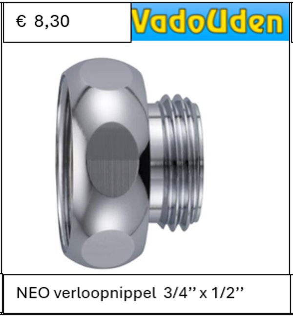 NEO verloopnippel 3/4'' x 1/2''