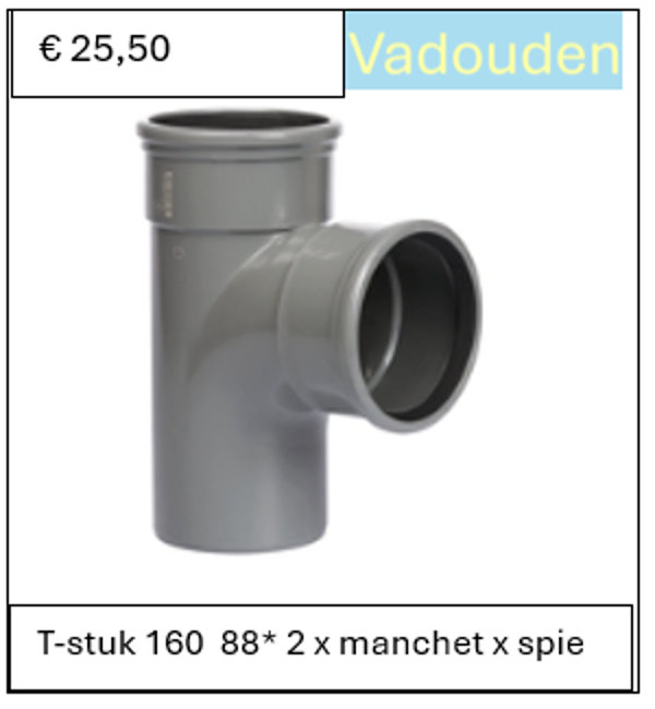 T-stuk 160  88* 2 x manchet x spie