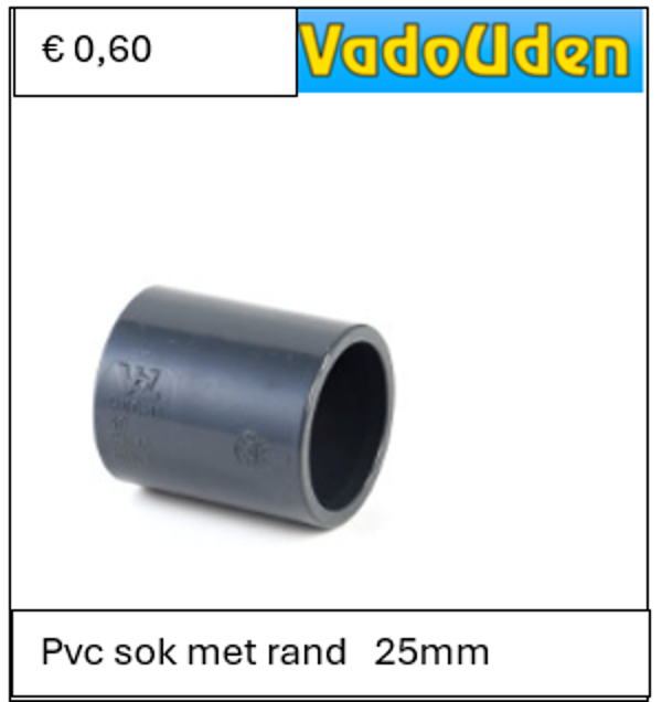 Pvc sok met rand   25mm 16 ATO