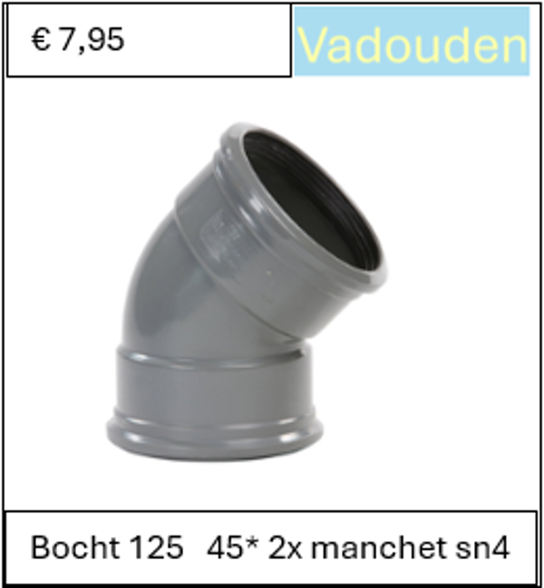Bocht 125   45* 2x manchet sn4