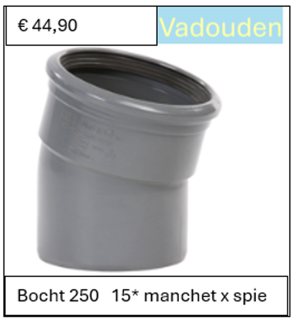 Bocht 250   15* manchet x spie