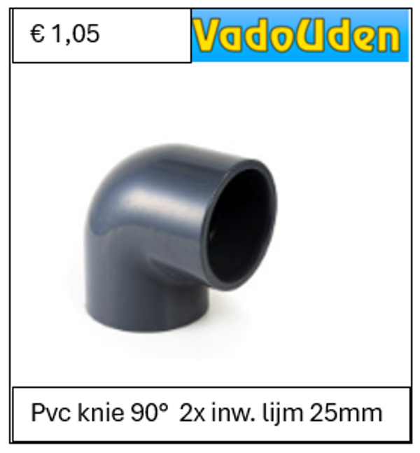 Pvc knie 90°  2x inw. lijm 25mm