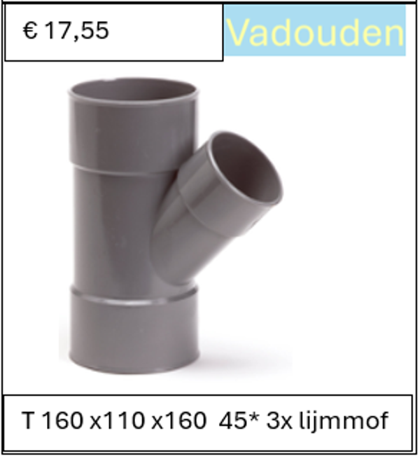 T 160 x110 x160  45* 3x lijmmof