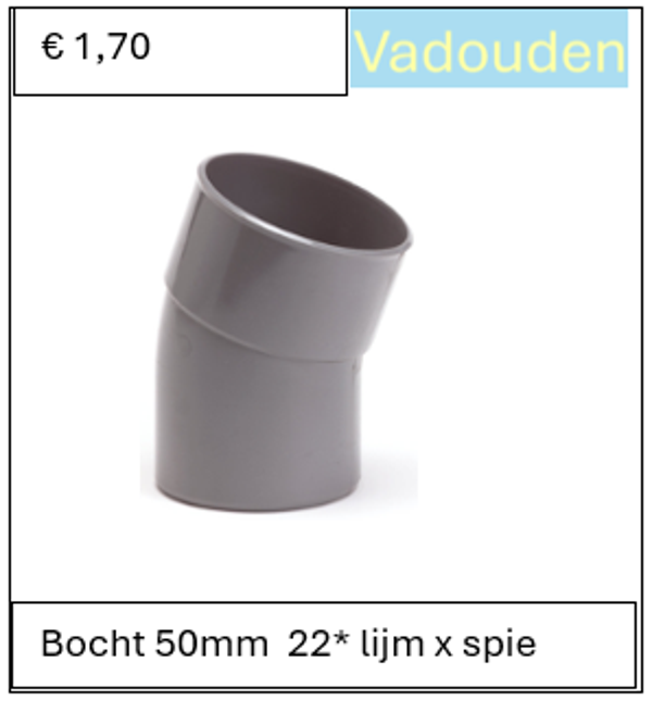 Bocht 50mm  22* lijm x spie