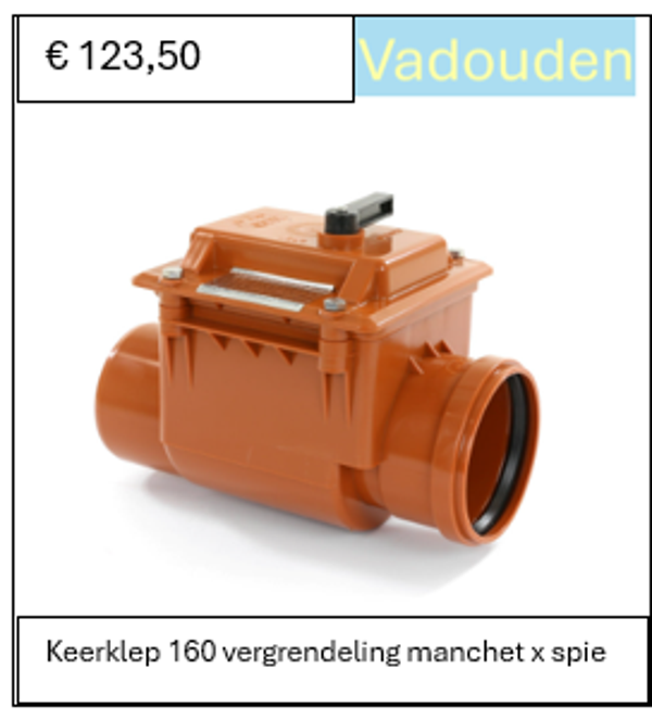 Keerklep 160 mm met vergrendeling manchet x spie