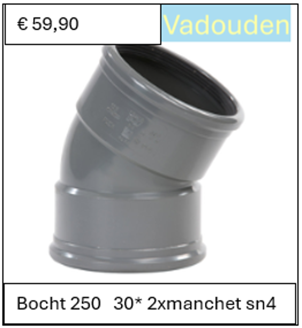 Bocht 250   30* 2xmanchet sn4