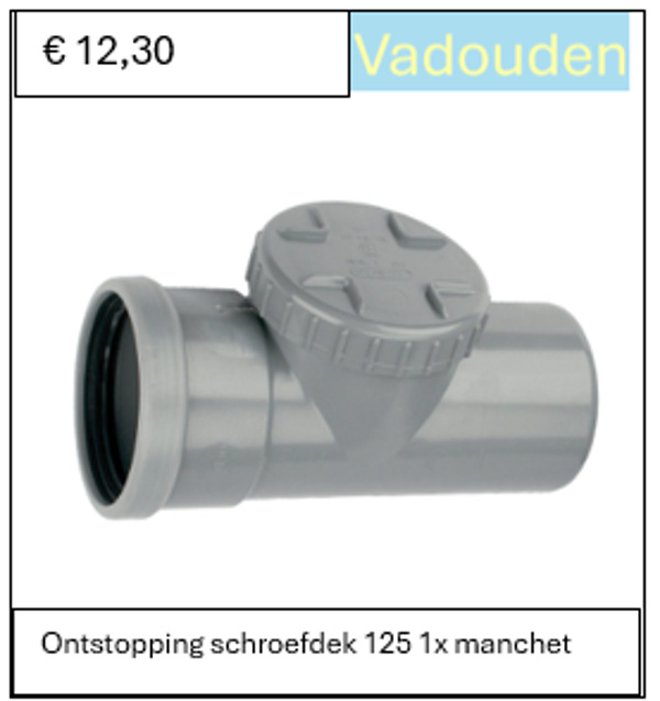 Ontstoppings T-stuk schroefdek 125 mm 1x manchet