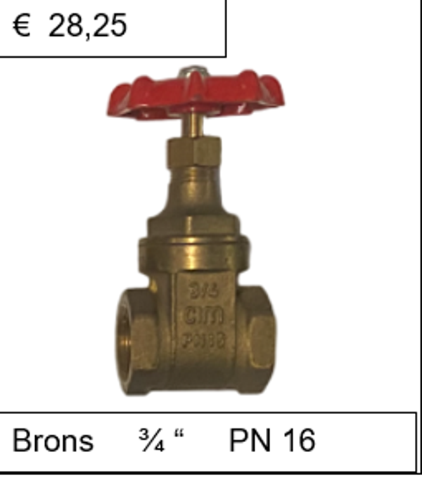 Schuifafsluiter Brons 3/4'' PN 16