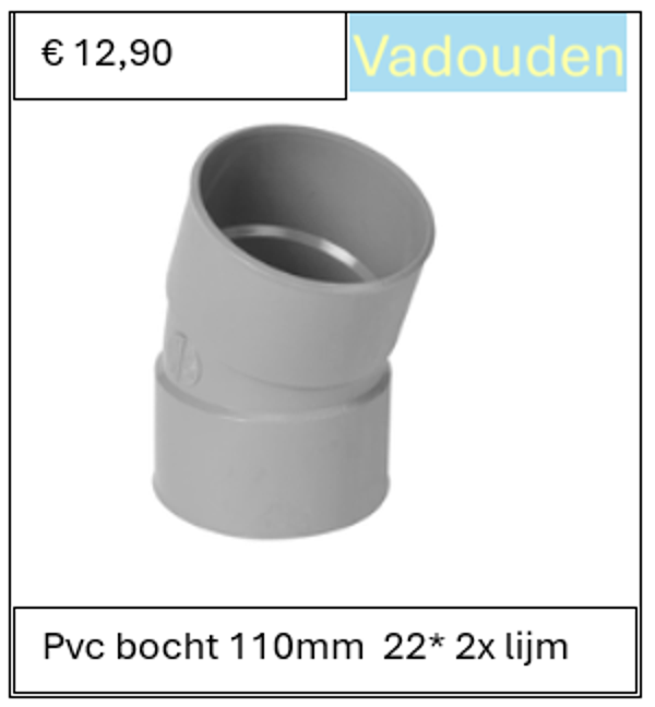 Pvc bocht 110mm  22* 2x lijm