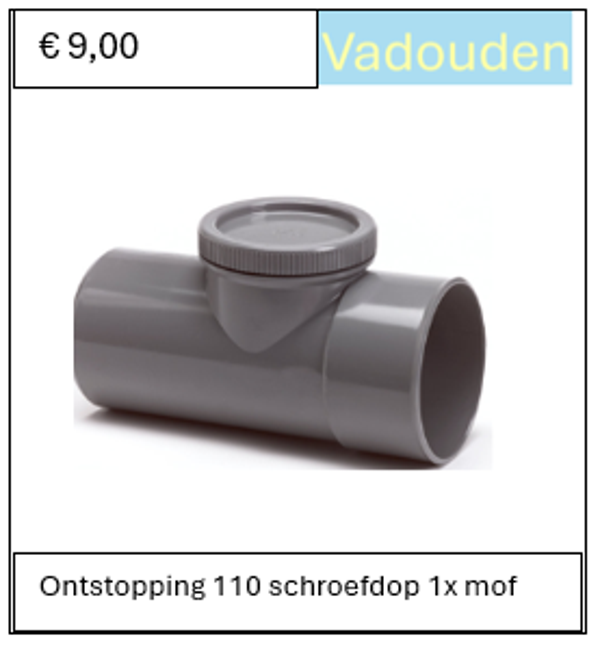 Ontstoppings T-stuk 110 mm schroefdop 1x mof