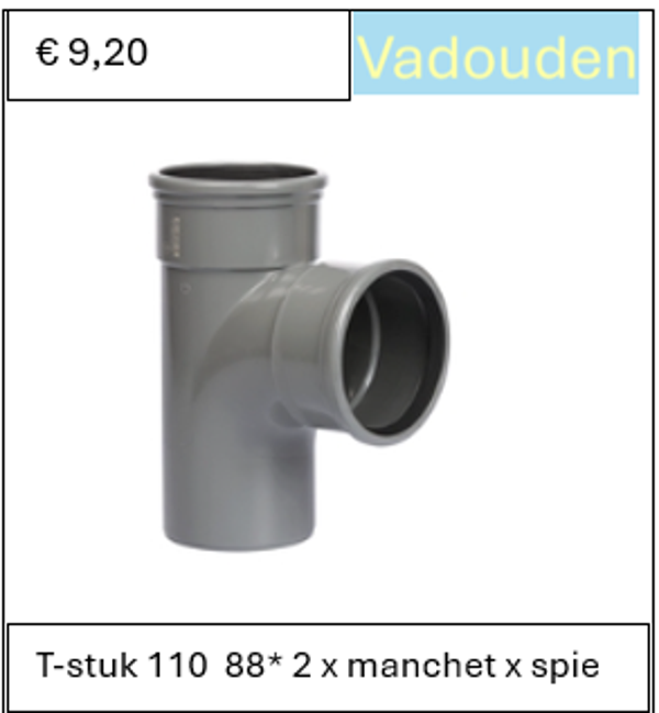 T-stuk 110  88* 2 x manchet x spie