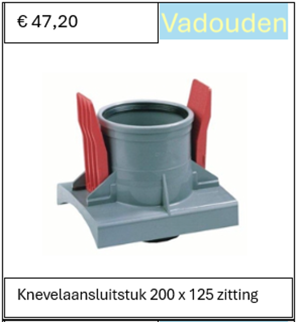 Knevelaansluitstuk 200 x 125 zitting