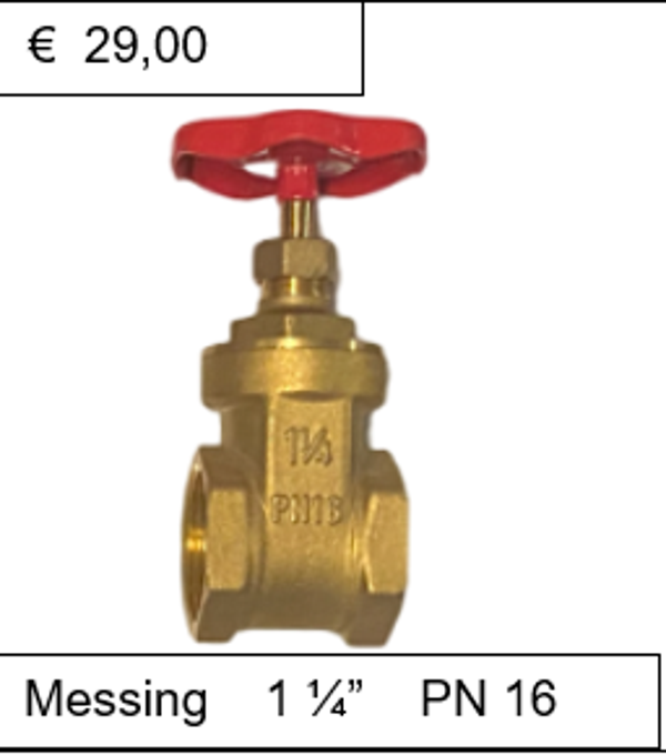 Schuifafsluiter Messing 1 1/4'' PN 16