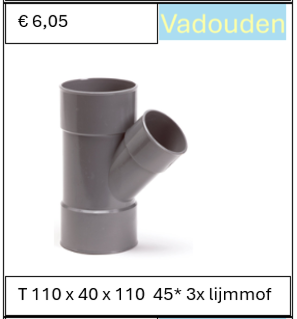 T 110 x 40 x 110  45* 3x lijmmof